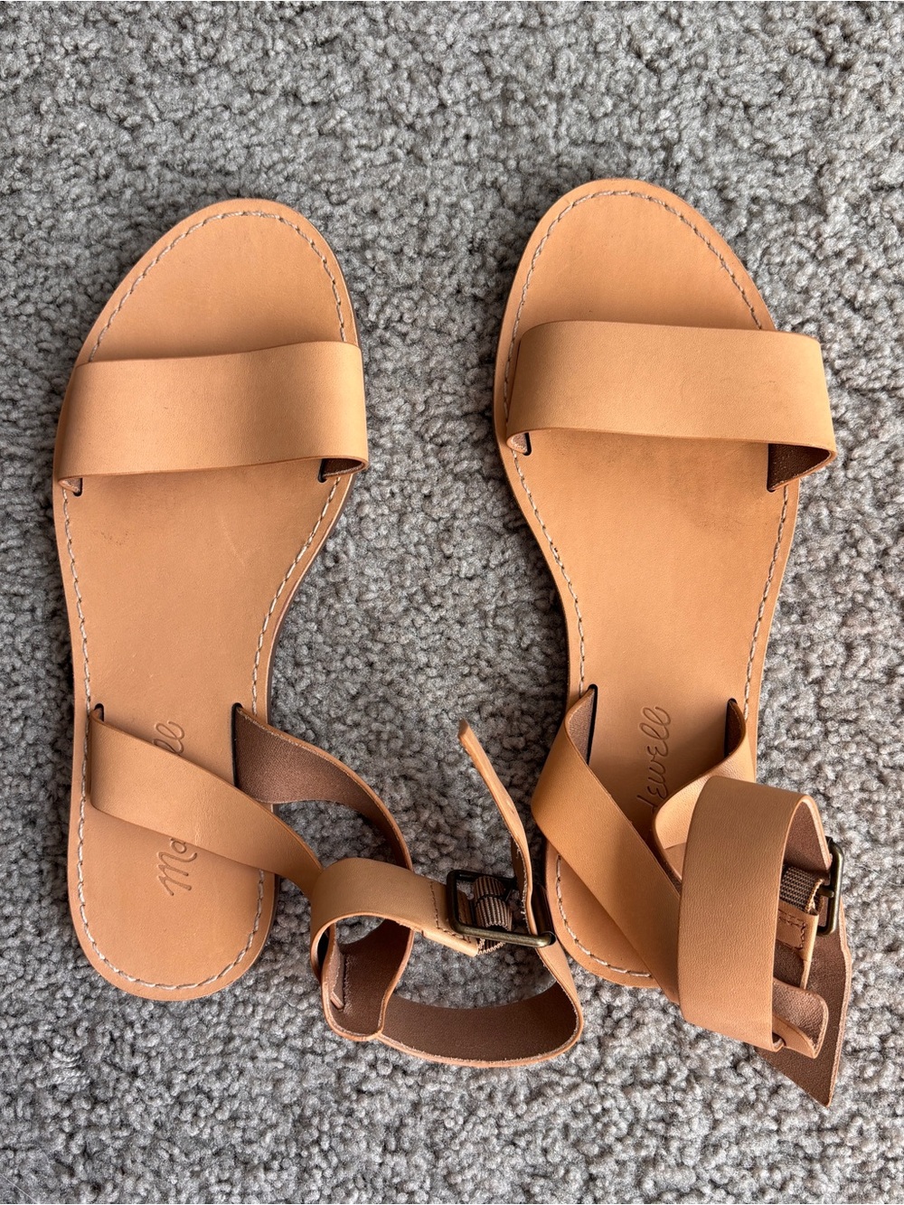 Madewell The Boardwalk Ankle-Strap Sandals size 6, light tan NWOT